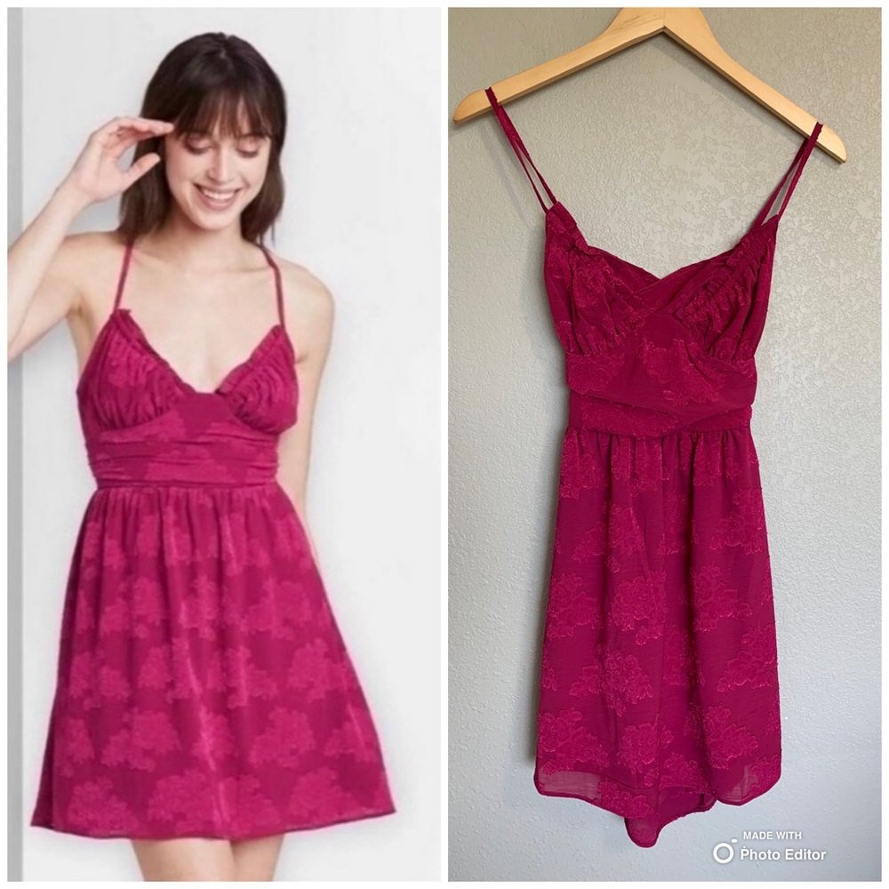 Wild Fable Size Small Fuchsia Pink Criss-Cross Tie Back Skater Dress NWT